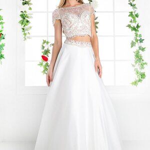 Two Piece Sequin Bodice A-Line Dress CDCK35